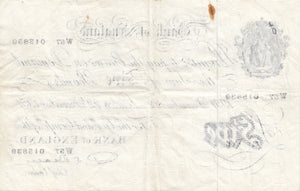 1951 DECEMBER 22ND BANK OF ENGLAND WHITE BANKNOTE L.K. S,BEALE REF W£5-1 - £5 BANKNOTES WHITE - Cambridgeshire Coins