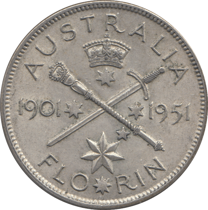 1951 FLORIN AUSTRALIA SILVER - SILVER WORLD COINS - Cambridgeshire Coins