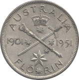 1951 FLORIN AUSTRALIA SILVER - SILVER WORLD COINS - Cambridgeshire Coins
