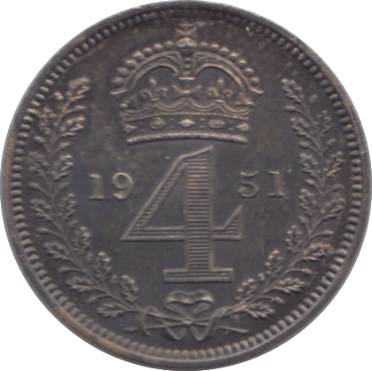 1951 MAUNDY FOURPENCE ( BU ) - Maundy Coins - Cambridgeshire Coins