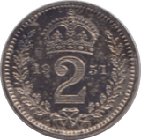 1951 MAUNDY TWOPENCE ( BU ) - Maundy Coins - Cambridgeshire Coins