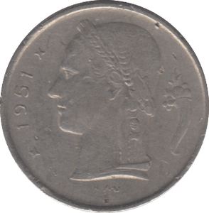1951 ONE FRANC BELGIUM - WORLD COINS - Cambridgeshire Coins