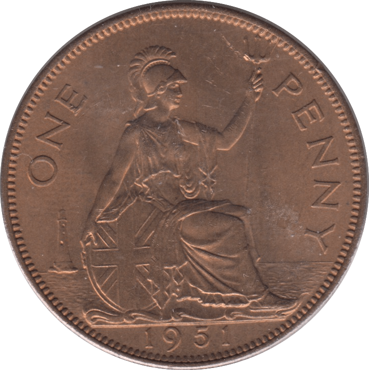 1951 PENNY ( UNC ) 43 - Penny - Cambridgeshire Coins