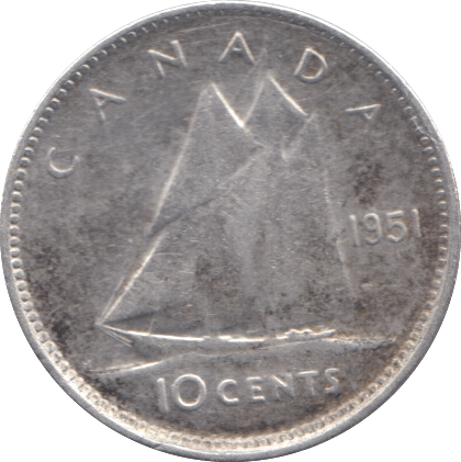 1951 SILVER 10 CENTS CANADA - SILVER WORLD COINS - Cambridgeshire Coins