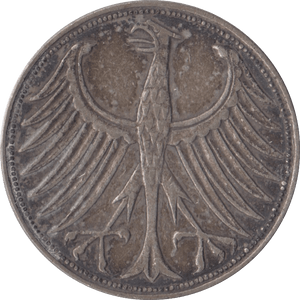 1951 SILVER 5 MARK GERMANY - SILVER WORLD COINS - Cambridgeshire Coins