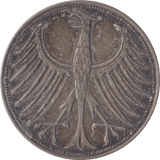 1951 SILVER 5 MARK GERMANY - SILVER WORLD COINS - Cambridgeshire Coins