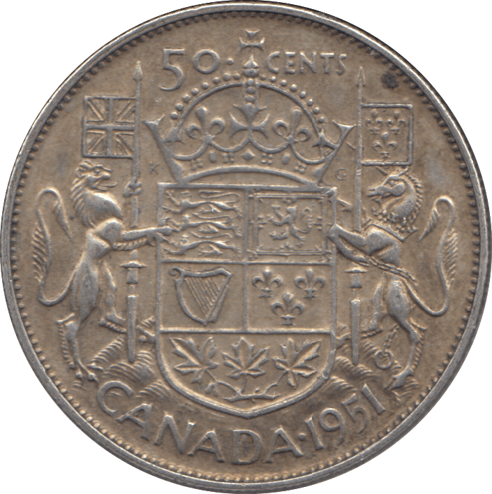 1951 SILVER FIFTY CENTS CANADA - SILVER WORLD COINS - Cambridgeshire Coins