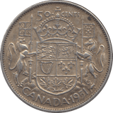 1951 SILVER FIFTY CENTS CANADA - SILVER WORLD COINS - Cambridgeshire Coins