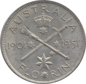 1951 SILVER FLORIN AUSTRALIA 2 - WORLD SILVER COINS - Cambridgeshire Coins