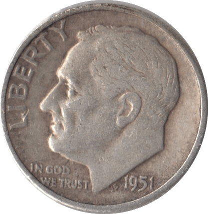 1951 SILVER ONE DIME USA - SILVER WORLD COINS - Cambridgeshire Coins