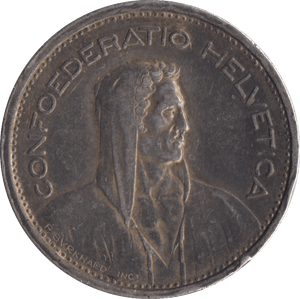 1951 SILVER SWITZERLAND 5 FRANC - SILVER WORLD COINS - Cambridgeshire Coins