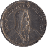 1951 SILVER SWITZERLAND 5 FRANC - SILVER WORLD COINS - Cambridgeshire Coins