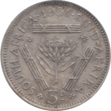 1951 SOUTH AFRICA SILVER THREEPENCE - SILVER WORLD COINS - Cambridgeshire Coins