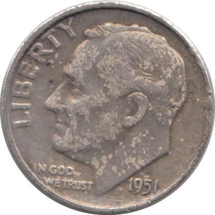 1951 USA SILVER DIME DENVER MINT - SILVER WORLD COINS - Cambridgeshire Coins