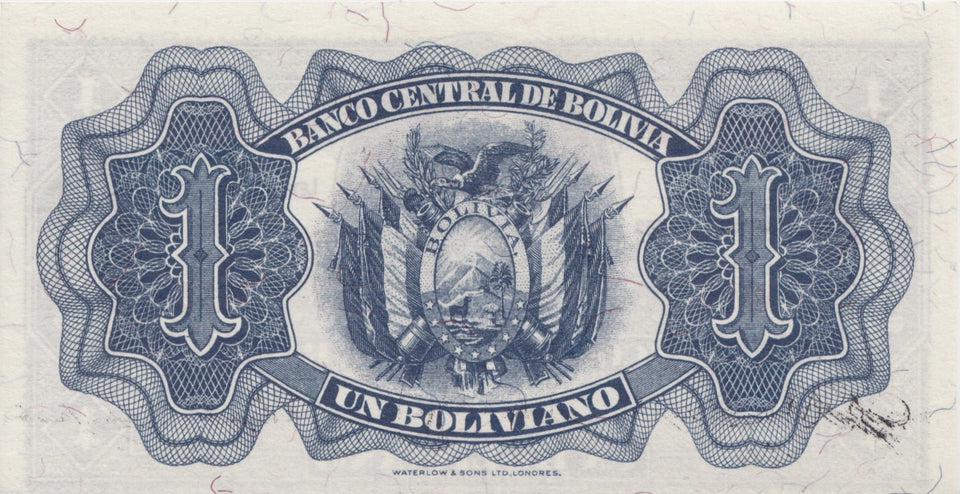 1952 1 BOLIVIANO BANKNOTE BOLIVIA REF 616 - World Banknotes - Cambridgeshire Coins