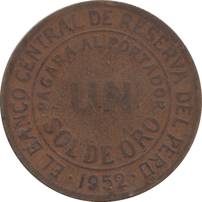 1952 1 SOL PERU - WORLD COINS - Cambridgeshire Coins
