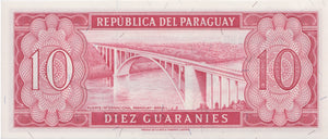 1952 10 GUARANIES BANKNOTE PARAGUAY REF 1063 - World Banknotes - Cambridgeshire Coins