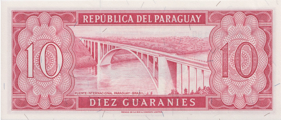 1952 10 GUARANIES BANKNOTE PARAGUAY REF 1063 - World Banknotes - Cambridgeshire Coins