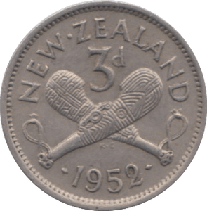 1952 3 PANCE NEW ZEALAND - WORLD COINS - Cambridgeshire Coins