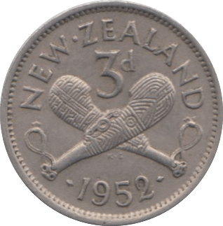 1952 3 PANCE NEW ZEALAND - WORLD COINS - Cambridgeshire Coins