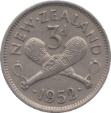 1952 3 PANCE NEW ZEALAND - WORLD COINS - Cambridgeshire Coins