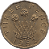 1952 BRASS THREEPENCE ( BU ) 3 - Threepence - Cambridgeshire Coins