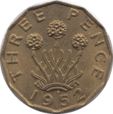 1952 BRASS THREEPENCE ( BU ) 4 - Threepence - Cambridgeshire Coins
