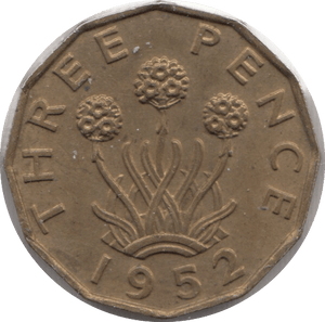 1952 BRASS THREEPENCE ( BU ) 5 - Threepence - Cambridgeshire Coins