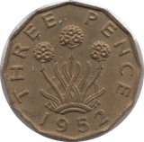 1952 BRASS THREEPENCE ( BU ) 5 - Threepence - Cambridgeshire Coins