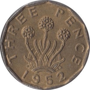 1952 BRASS THREEPENCE ( BU ) - Threepence - Cambridgeshire Coins