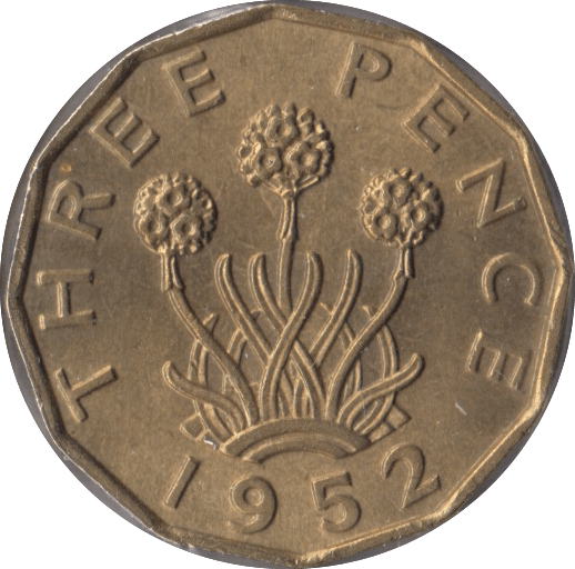 1952 BRASS THREEPENCE ( UNC ) - Threepence - Cambridgeshire Coins