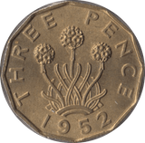1952 BRASS THREEPENCE ( UNC ) - Threepence - Cambridgeshire Coins