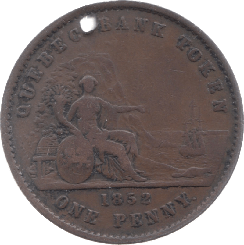 1952 CANADA PENNY TOKEN QUEBEC REF F4 HOLED - Token - Cambridgeshire Coins