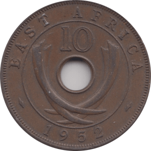 1952 EAST AFRICA 10 CENTS - WORLD COINS - Cambridgeshire Coins
