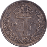 1952 MAUNDY FOURPENCE ( AUNC ) - MAUNDY FOURPENCE - Cambridgeshire Coins