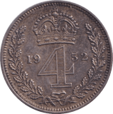1952 MAUNDY FOURPENCE ( AUNC ) - MAUNDY FOURPENCE - Cambridgeshire Coins