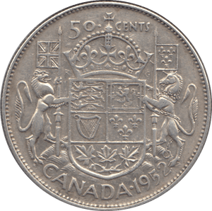 1952 SILVER FIFTY CENTS CANADA - WORLD SILVER COINS - Cambridgeshire Coins
