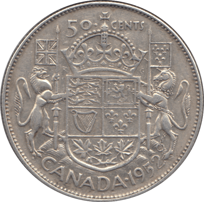 1952 SILVER FIFTY CENTS CANADA - WORLD SILVER COINS - Cambridgeshire Coins