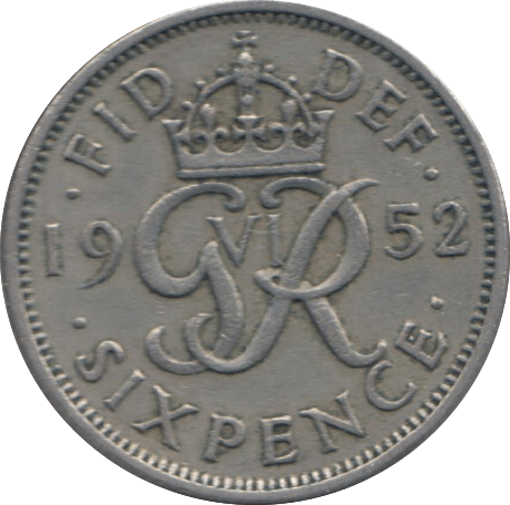 1952 SIXPENCE ( EF ) 8 - SIXPENCE - Cambridgeshire Coins