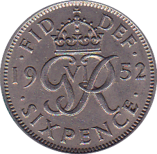1952 SIXPENCE ( GEF ) B - Sixpence - Cambridgeshire Coins