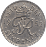 1952 SIXPENCE ( GVF ) 20 - Sixpence - Cambridgeshire Coins