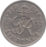 1952 SIXPENCE ( GVF ) 23 - Sixpence - Cambridgeshire Coins