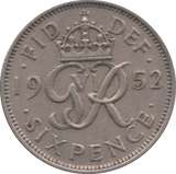 1952 SIXPENCE ( GVF ) - Sixpence - Cambridgeshire Coins