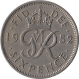 1952 SIXPENCE ( VF ) - Sixpence - Cambridgeshire Coins