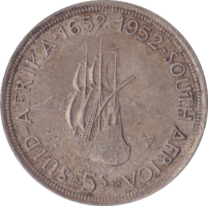 1952 SOUTH AFRICA SILVER FIVE SHILLINGS - SILVER WORLD COINS - Cambridgeshire Coins
