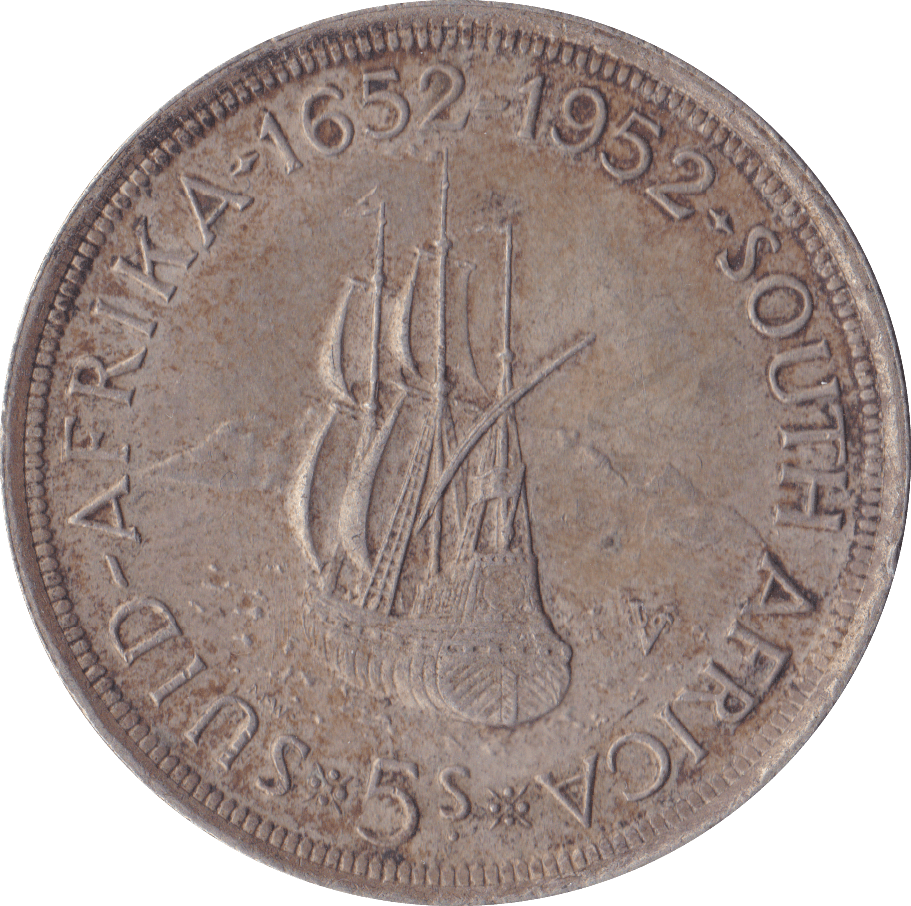 1952 SOUTH AFRICA SILVER FIVE SHILLINGS - SILVER WORLD COINS - Cambridgeshire Coins