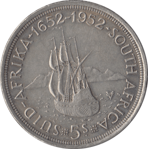 1952 SOUTH AFRICA SILVER FIVE SHILLINGS - SILVER WORLD COINS - Cambridgeshire Coins