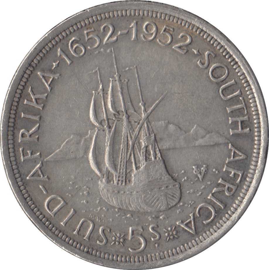 1952 SOUTH AFRICA SILVER FIVE SHILLINGS - SILVER WORLD COINS - Cambridgeshire Coins