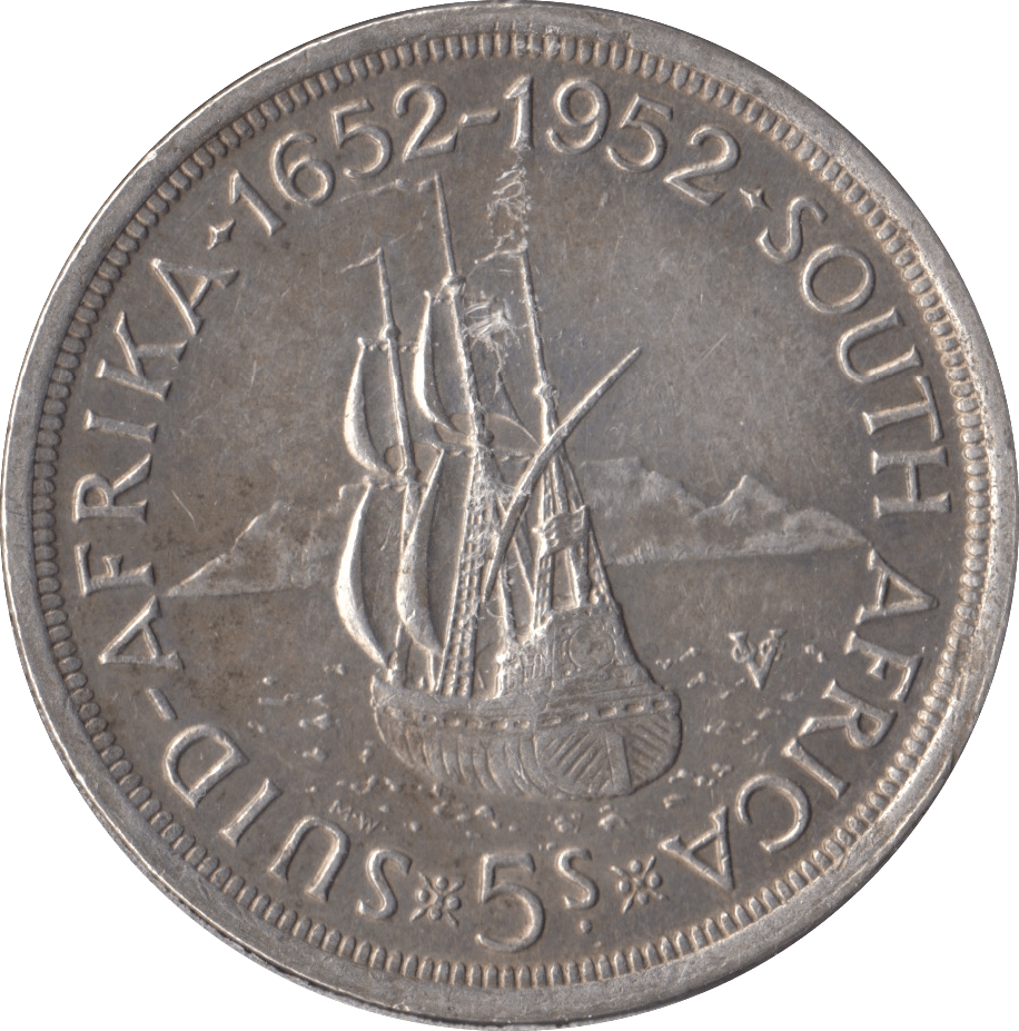 1952 SOUTH AFRICA SILVER FIVE SHILLINGS - SILVER WORLD COINS - Cambridgeshire Coins