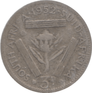 1952 SOUTH AFRICA SILVER THREEPENCE - SILVER WORLD COINS - Cambridgeshire Coins